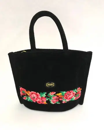 FEILER 꽃무늬 자수 토트백 블랙