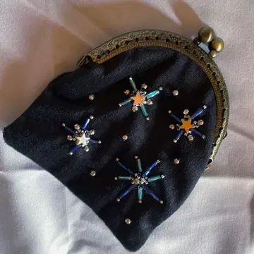 별 별똥별 비즈 자수 가마구치 파우치 핸드메이드