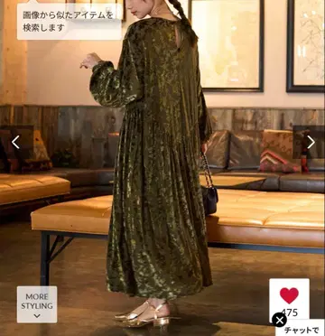 플라워 프린트 롱 드레스 올리브 그린