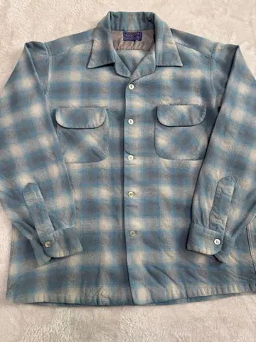 50s PENDLETON 보드 셔츠 터콰이즈 블루 그레이 L