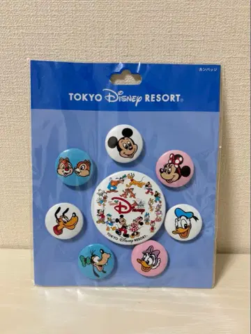 도쿄 디즈니 리조트 캔 배지 8개 세트 팀 디즈니