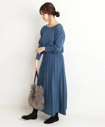 ( K11288 ) 새상품 SLOBE IENA 플리츠 니트 원피스 F