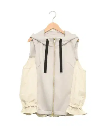 trois 트로와 종이상자 x 트윌 절개 후디드 베스트