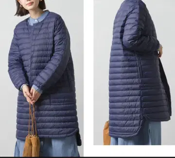 OMNES 네이비 퀼팅 롱 다운 자켓