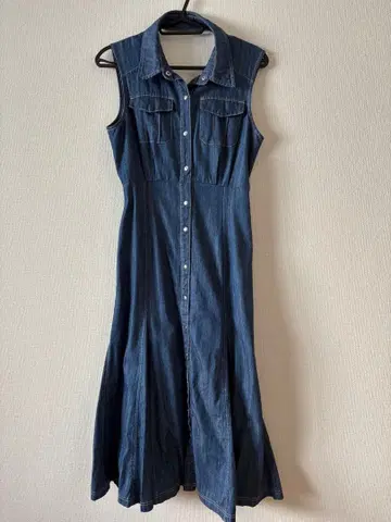 데님 슬리브리스 롱 원피스