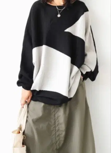 antiqua 뉘앙스 패턴 돌먼 니트