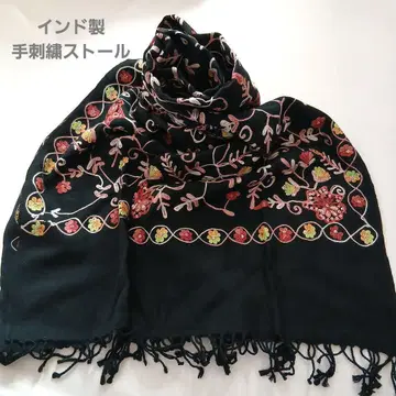 [ 미사용급 ] 인도산 수예 자수 스톨 핑크 계열