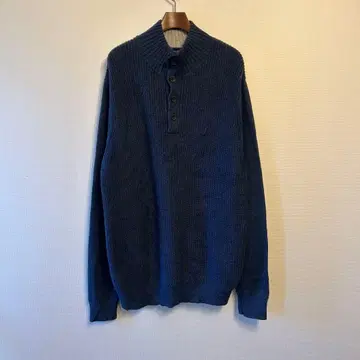 NAUTICA 다크 블루 하프 버튼 니트