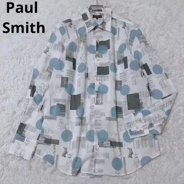 폴스미스 긴팔 셔츠 상의 코튼 일본제 S 올 패턴 화이트