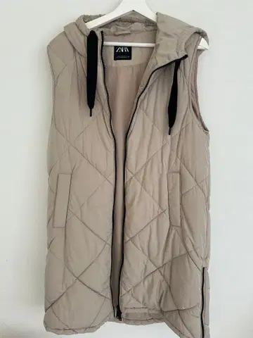 ZARA 베이지 1회 사용 퀼팅 롱 다운 베스트