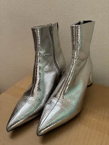 실버 스틸레토 부츠 실버 스팽글 JEANASIS