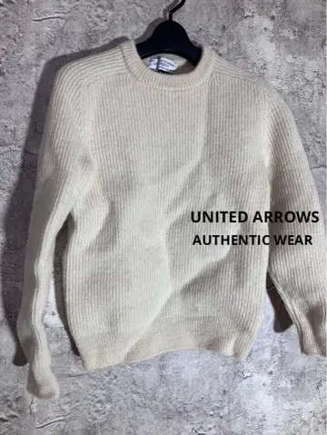 UNITED ARROWS 아이보리 리브 긴팔 스웨터 니트