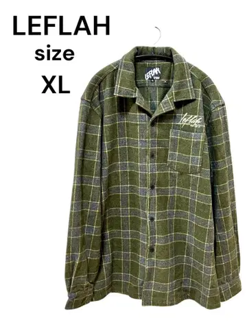 LEFLAH 체크 무늬 긴팔 셔츠 XL
