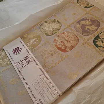 연보라색 후쿠로 오비 꽃무늬