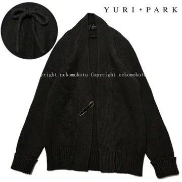 컨디션 최상 율리 파크 레아리 부착 울 캐시미어 실크 가디건 카키