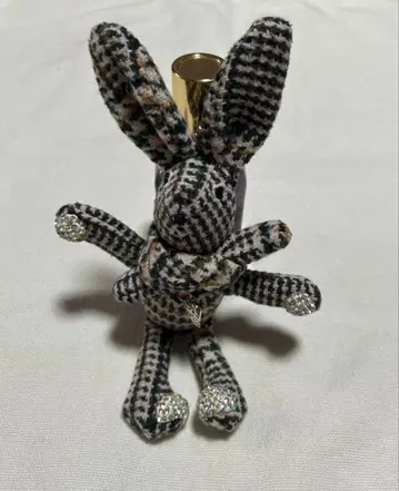 토끼 핸드메이드 체크 무늬 키링