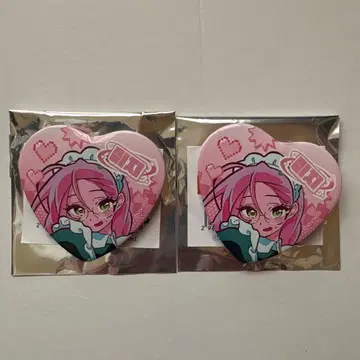 에이리언 스테이지 애니메이트 카페 트레이딩 하트형 캔뱃지 미지 2개