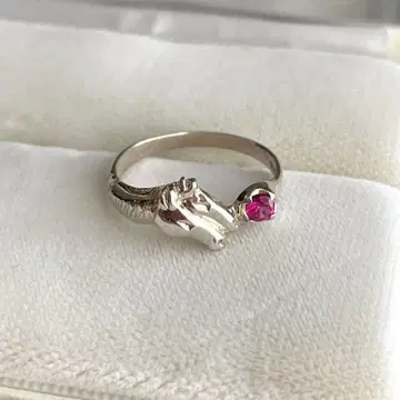 SILVER 각인 핑크 스톤 반지