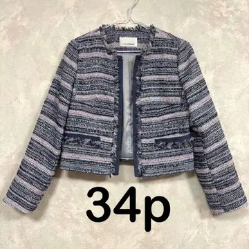 새상품급 M-premierBLACK 엠프리미어 블랙 트위드 자켓 34