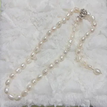 담수 진주 펄 관혼상제 결혼식 진주 고급 목걸이 장미 실버