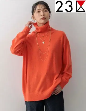 새상품급 23구 퓨어 캐시미어 터틀넥 니트 오렌지