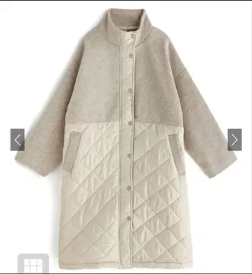 베이지 퀼팅 롱 코트