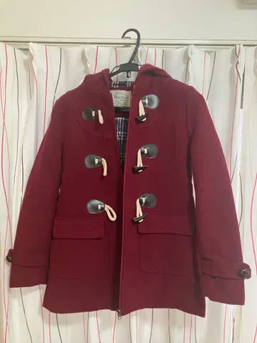 버건디 와인 레드 더플 코트