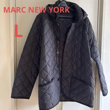 마크 뉴욕 남성용 퀼팅 코트 블랙 후드 부착 L