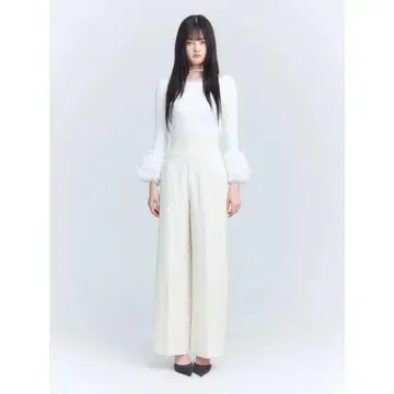 eimy 튤 개더 커프스 니트 풀오버