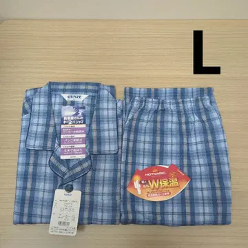 군제 남성용 파자마 긴팔 롱 바지 L 사이즈 체크 무늬