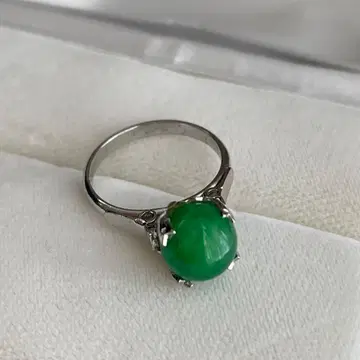 그린 스톤 SILVER 각인 반지