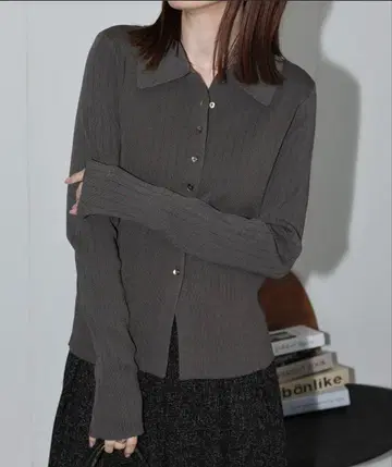 sakishimatokyo 폴로 카라 리브 니트 가디건/2WAY