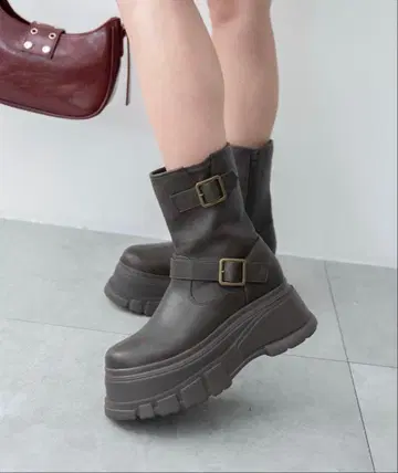 WEGO/통굽 볼륨 엔지니어 부츠 브라운 M