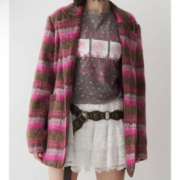 jouetie 울라이크 자켓 체크 코트