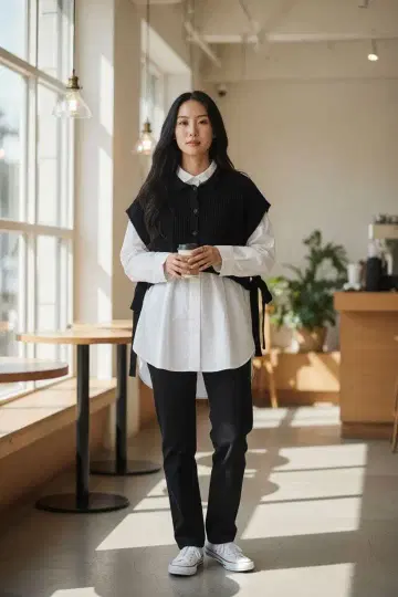 mirrormirror 레이어드 니트 베스트&셔츠 2세트