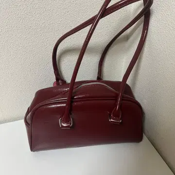 스쿨백 핸드백 버건디 2포켓 부착