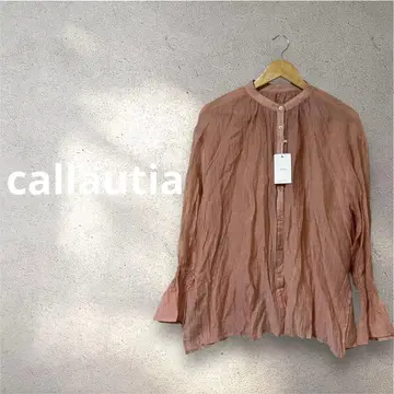 [택 포함 새상품] 백 오픈 시어 블라우스 스탠드 카라 (M/핑크)