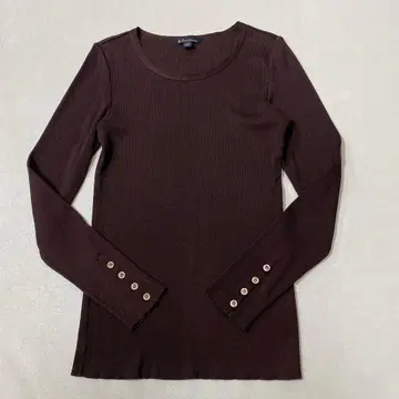 브룩스브라더스 여성용 소매 버튼 리브 니트 풀오버