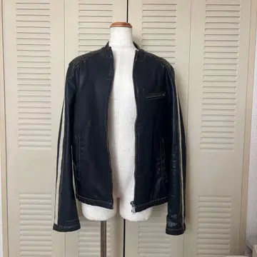 라인 자켓 빈티지 인조 가죽 해외 구제 의류