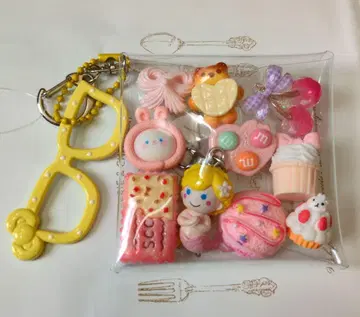 가챠 파우치 핑크 계열 인어공주 하트 베어 반짝이는 체리 리본 안경