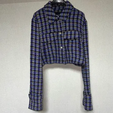 ZARA 크롭 자켓 파랑 보라색 체크