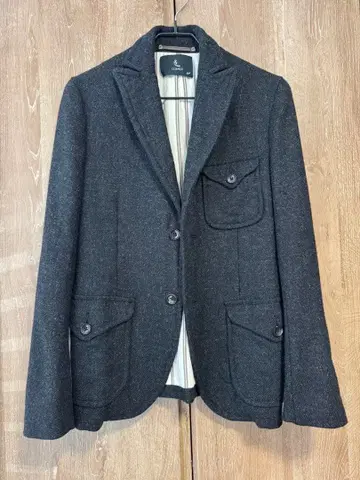 COSAELS 차콜 그레이 트위드 테일러드 자켓