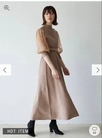 LAGUNAMOON 브라운 레이스 슬리브 니트 원피스 S 사이즈