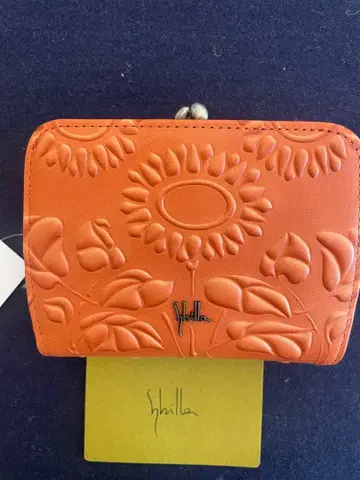 시빌라 꽃무늬 엠보싱 이단 가마구치 지갑 오렌지