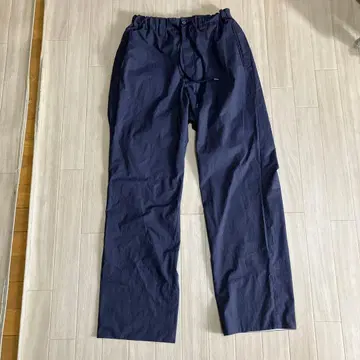 네이비 와이드 팬츠 허리밴딩