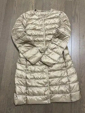 베이지 L 롱 다운 자켓