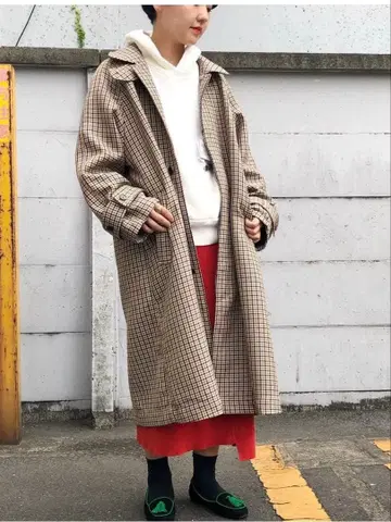 note et silence 건클럽 체크 리버 스텐카라 코트