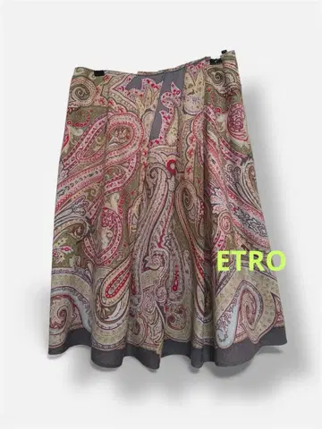 ETRO 에트로 페이즐리 무늬 플레어 스커트 무릎 기장