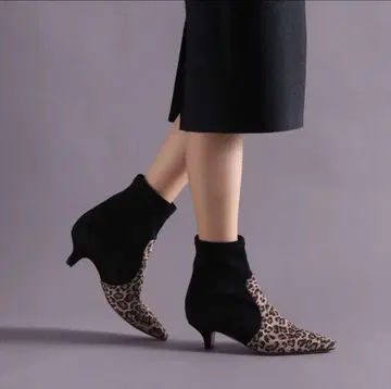 새상품급 파비오 루스코니 스트레치 숏부츠 37 레오파드