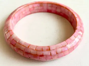 골동품 핑크 계열 쉘 조개 모자이크 vintage 뱅글 팔찌